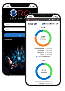PRO Software Time Off Screen and Log In Device Screenshots