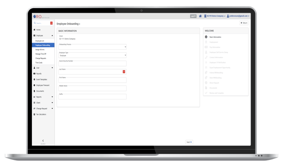 Employee Onboarding Device Screenshot