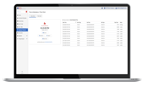 Time and Attendance Device Screenshot