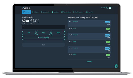 ZayZoon Dashboard Device Screenshot
