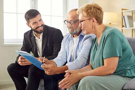 A Broker and Retirees Conversing