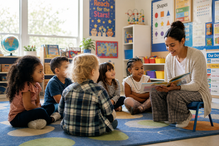 Daycare Caretaker Reading with Kids and School Posters-1